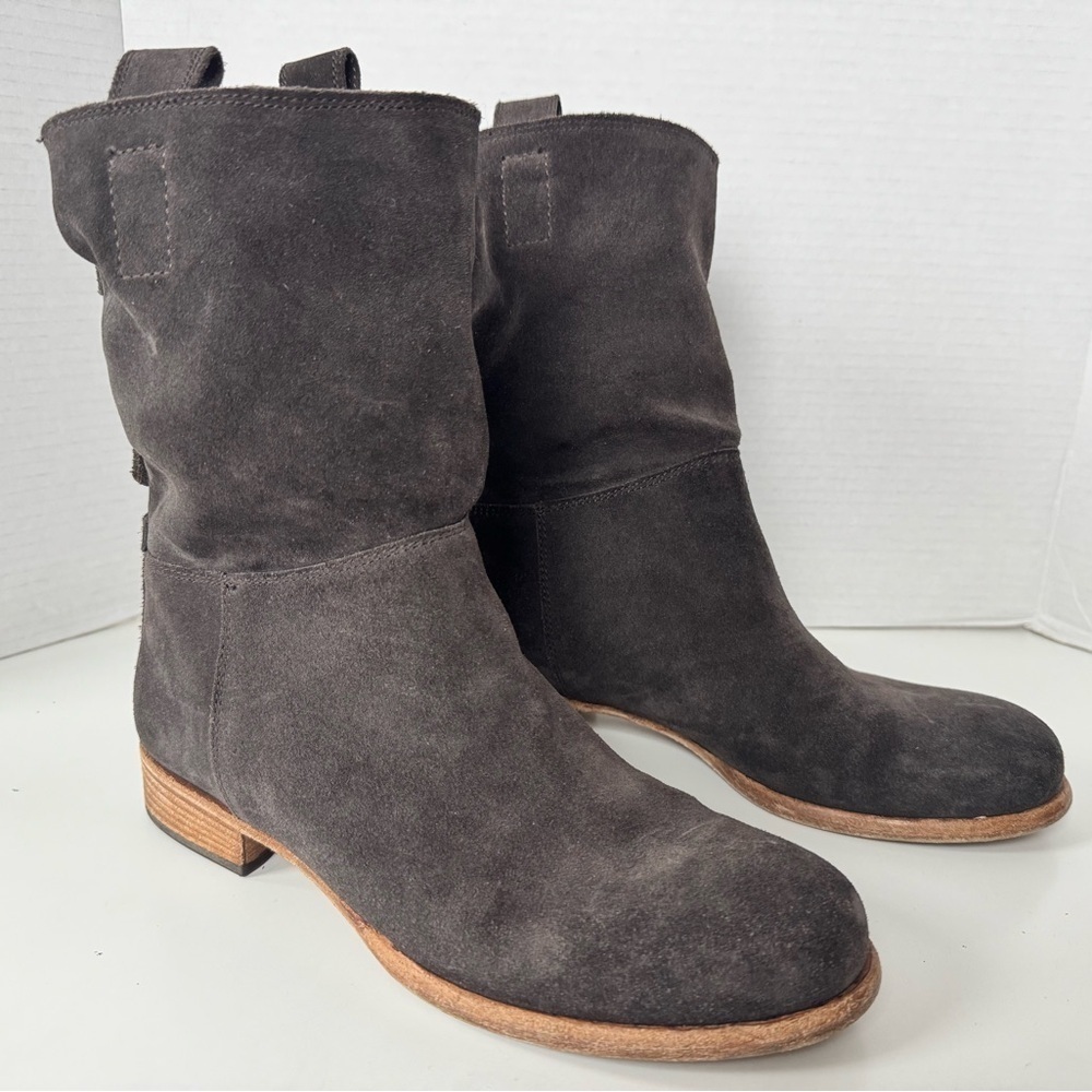ALBERTO FERMANI Dark Brown Antracite Umbria Ankle Leather Slouch Boots Shoe 38.5